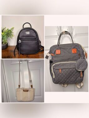 3 Bag Bundle- Diaper Backpack, Mini Backpack, and Crossbody